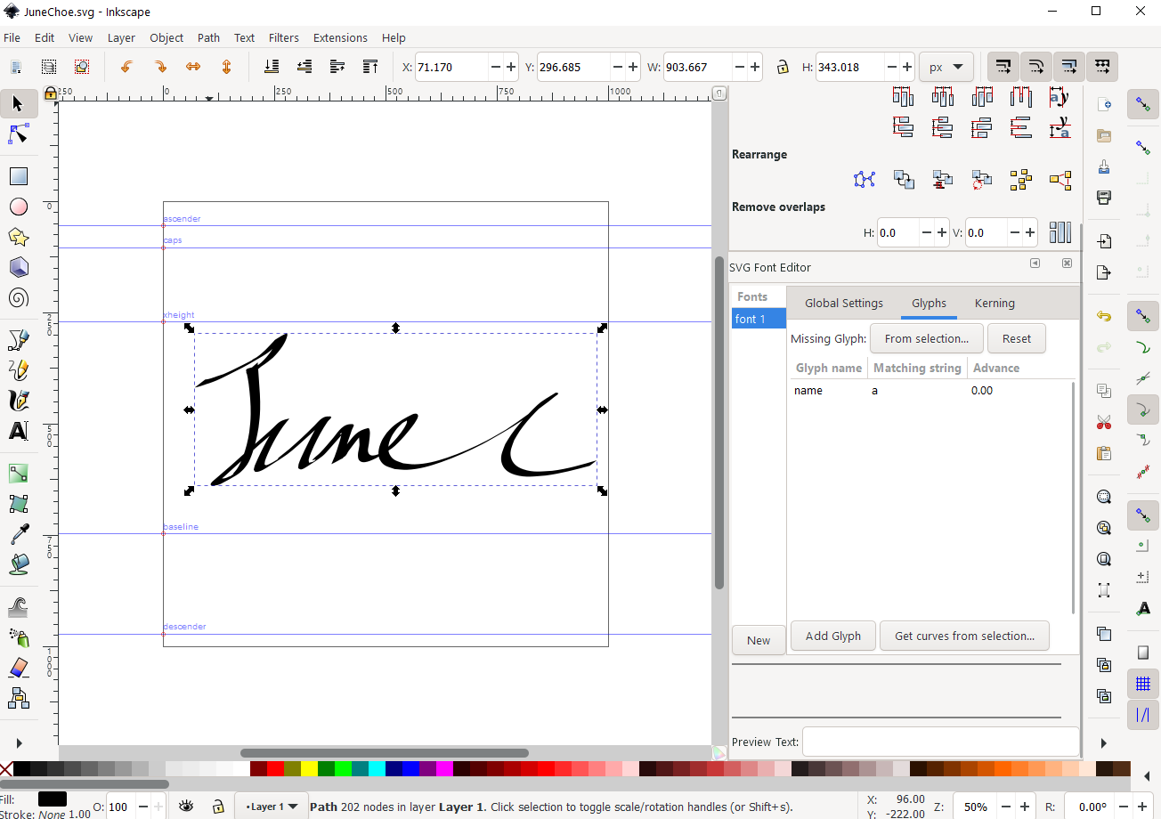 Making a font in Inkscape